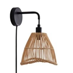 Elements Jaula Rattan Plug In Wall Light -Elements 30752930 alt05