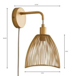 Elements Jaula Rattan Plug In Wall Light -Elements 30755627 alt07
