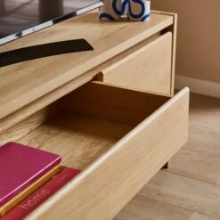 Elements Holmes Extra Wide TV Unit For TVs Up To 80", Oak -Elements 30893746 alt02