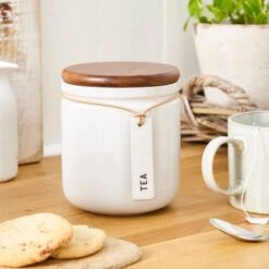 Elements Cream Speckled Hang Tag Kitchen Canister -Elements 30893964