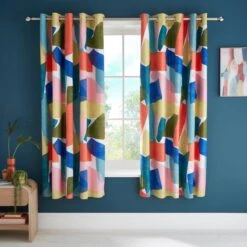 Elements Abstract Blocks Blackout Eyelet Curtains -Elements 30903797 alt05